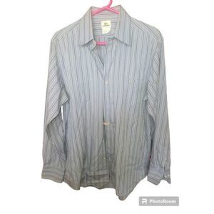 Lacoste mens long sleeve button down shirt stripe blue‎  sz 42 Xl/ LG